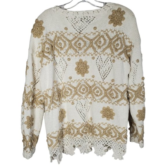 Vintage Express Tricot Hand-knitted Sweater Soft Dressing Boho Open Knit M - Picture 9 of 16